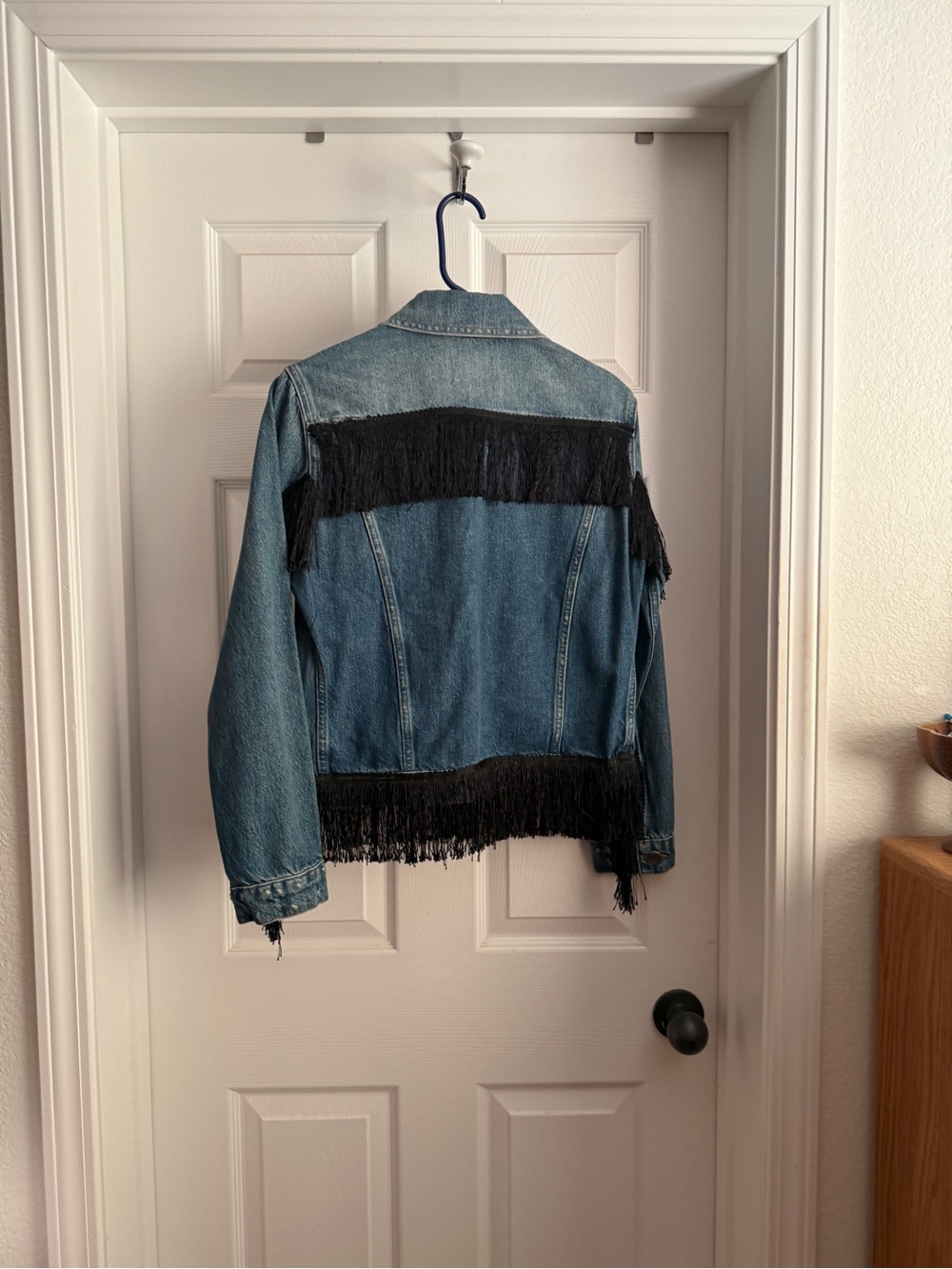 Blue Denim Fringe Jacket - Womens